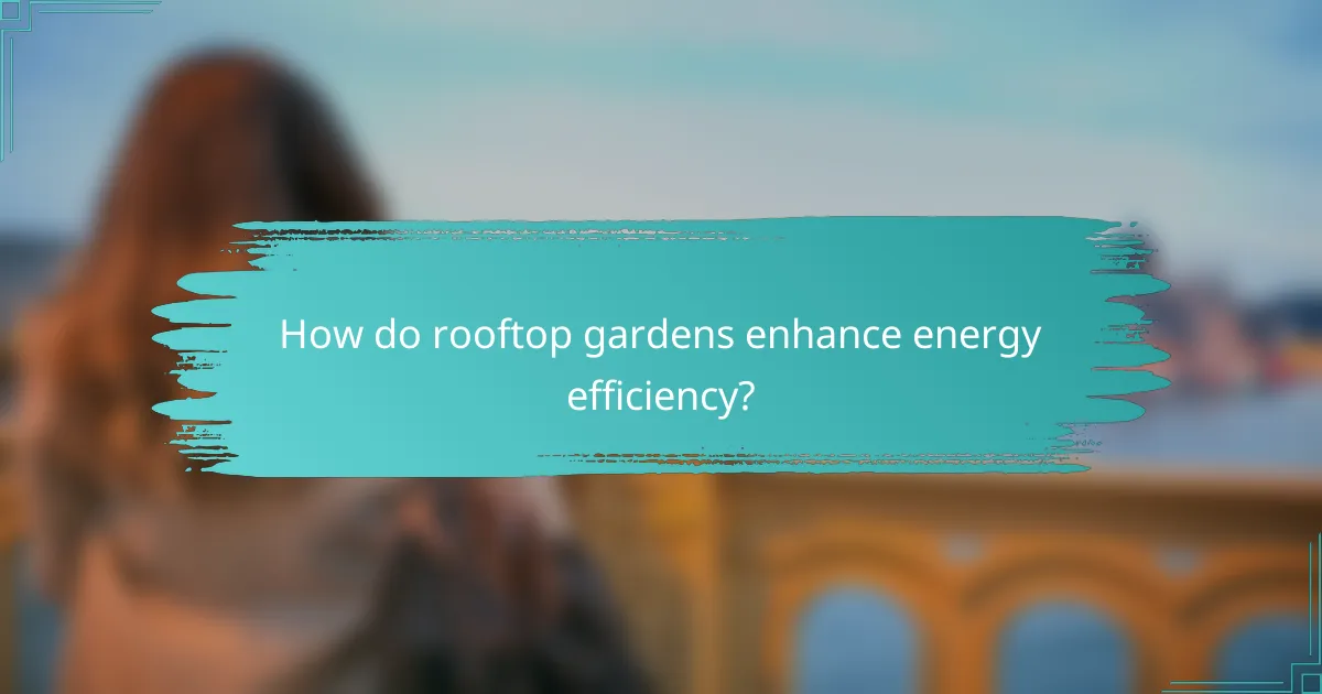 How do rooftop gardens enhance energy efficiency?