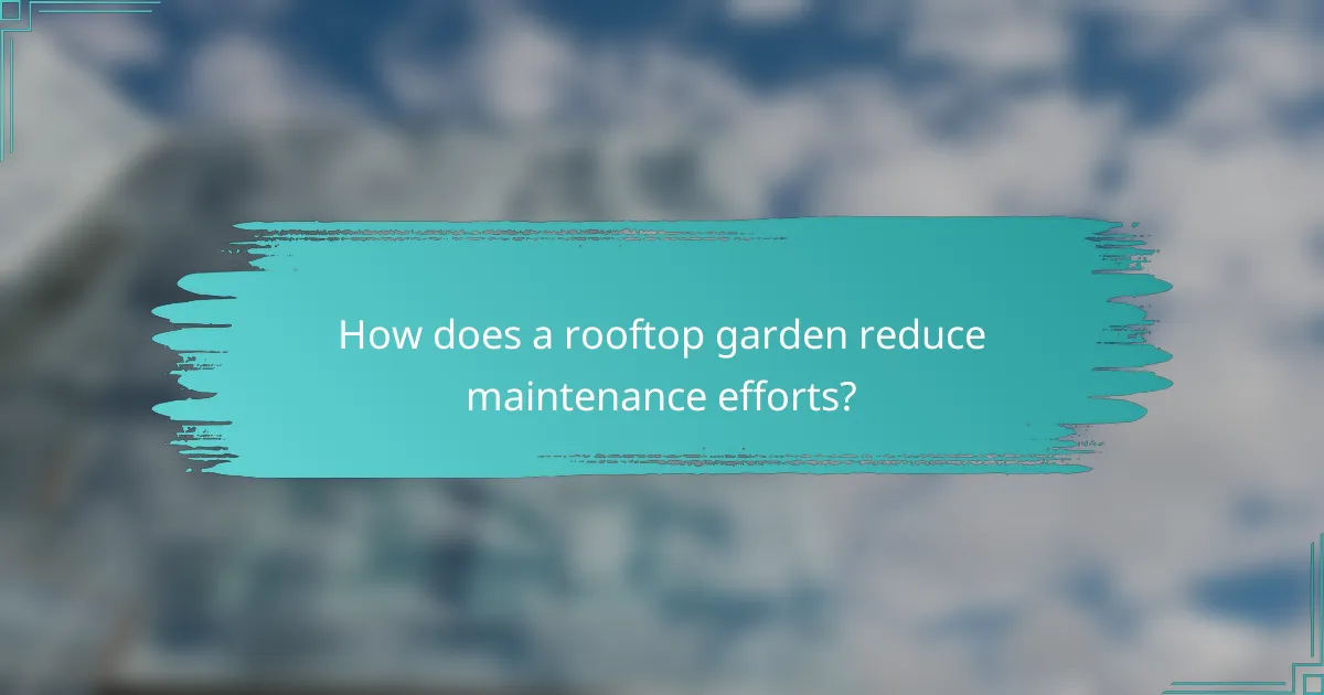How does a rooftop garden reduce maintenance efforts?