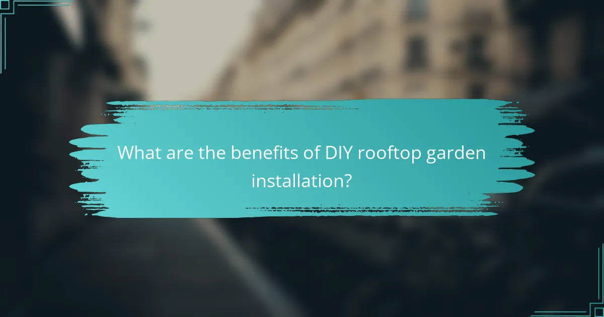 What are the benefits of DIY rooftop garden installation?