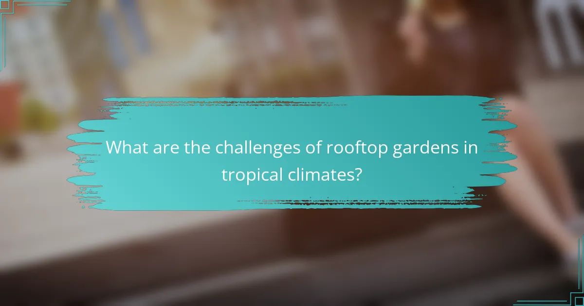 What are the challenges of rooftop gardens in tropical climates?